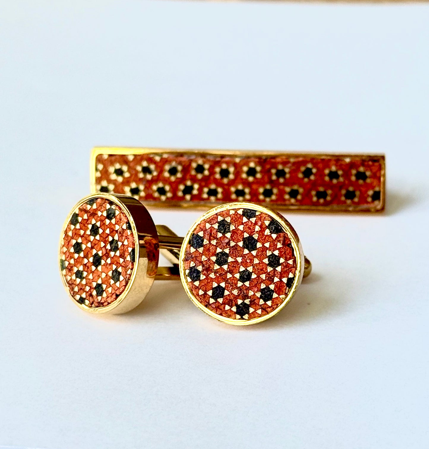 Cufflink & Tie Pin - Gold plated Titanium Steel