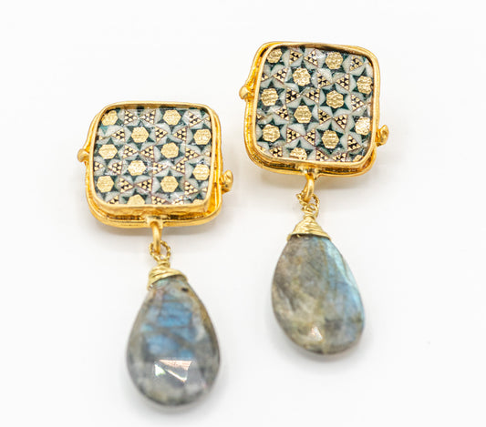 Targol | Dangle Square Aventurine Earring